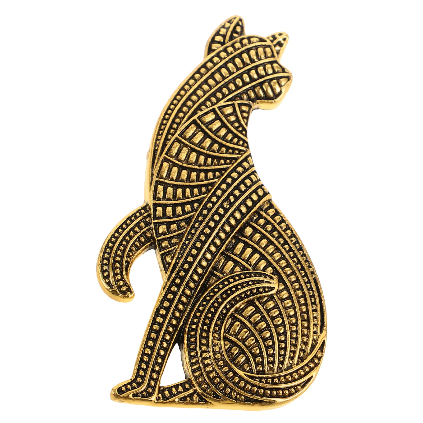 Vintage Abstract Cat Brooch Pin Alloy Retro Finish Artistic Lapel Badge for Coats Jackets Unique Animal Pin Women Casual Party