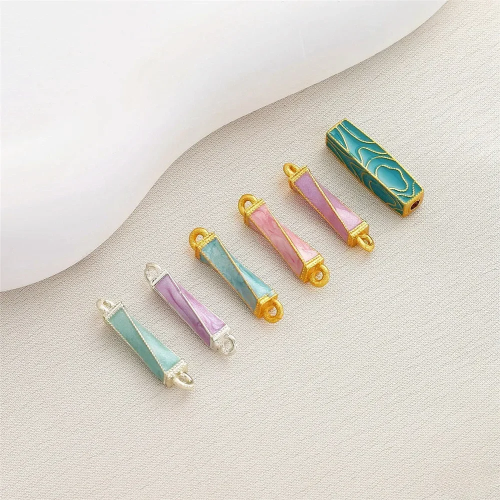 18K Matte Golden Sand Gold Cloud Pattern Column Twisted Connecting Rod Pendant Separated Bead DIY Bracelet Necklace Accessories