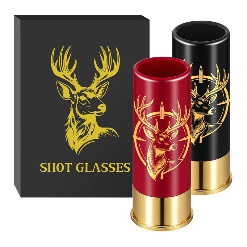 Deer Head Design Plastic Shot Glasses 12GA Suit Small Bullet Shot Cups for Club Wedding Party Drinkware Creative Gift Set image 3