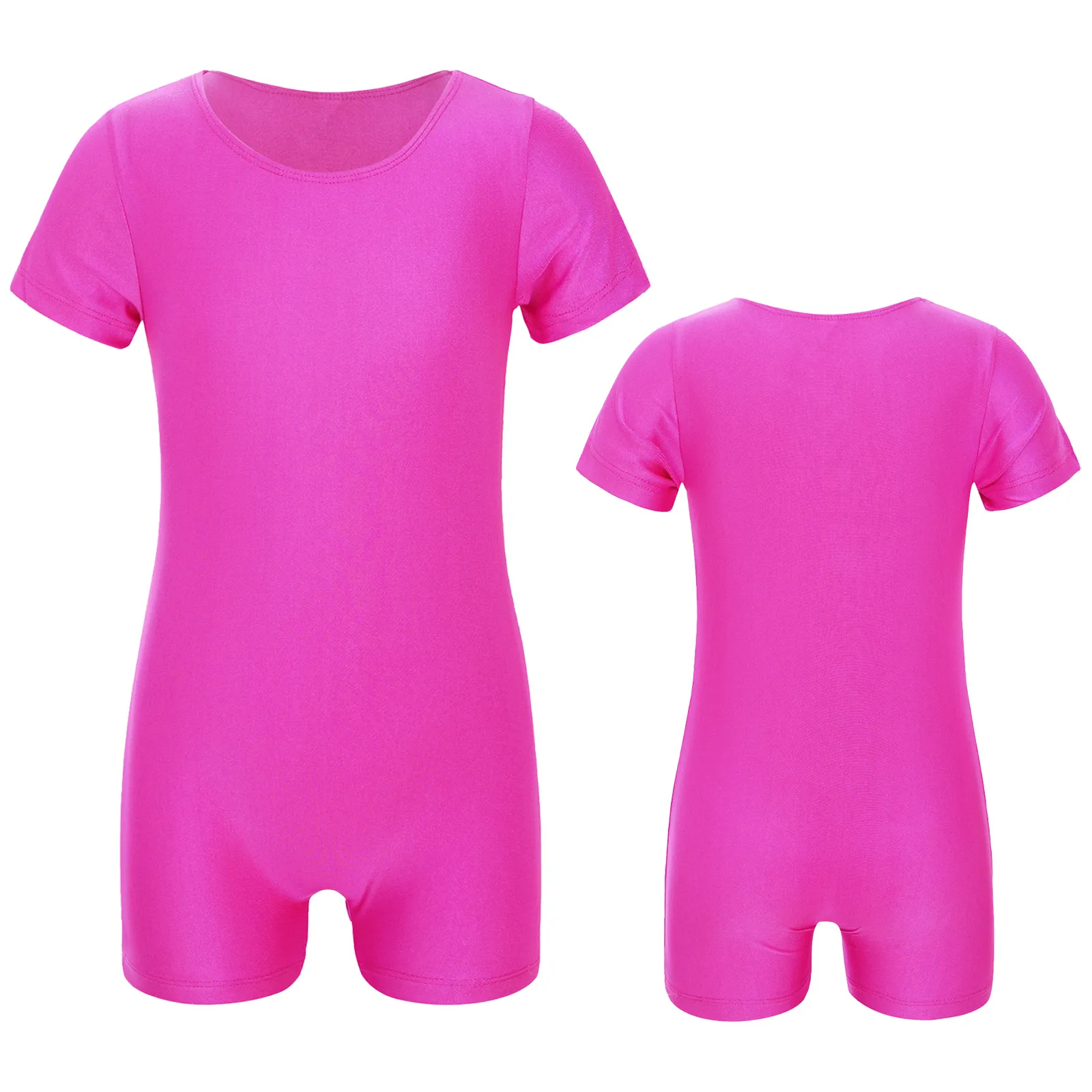 

Boys Girls Swimsuit Summer 2024 Ballet Dance Gymnastics Leotard Short Sleeves Solid Color Stretchy Jumpsuit Unitard Kids Clothes