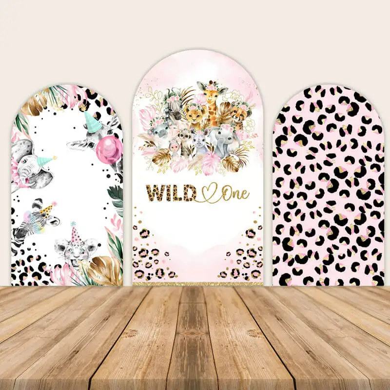 

Safari Wild One Arch Backdrop for Kids First Birthday Party Decorations Pink leopard print Baby Shower Chiara Wall Background