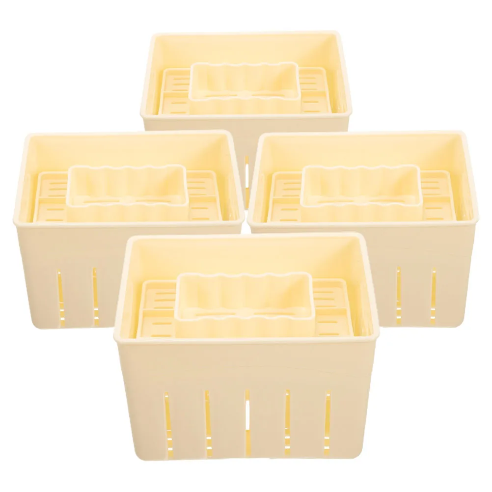 

4 Pcs Cheese Pressing Plates Tofu Mold Soy Maker Tool 140x105x95mm Lightweight Easy Clean Home Use Practical Design