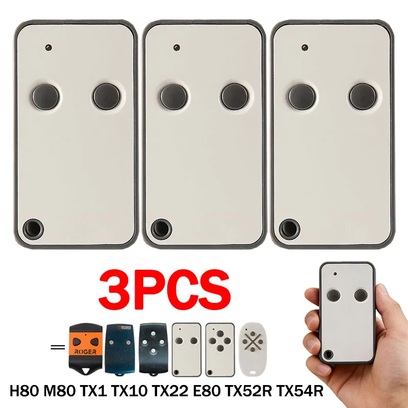 

3PCS ROGER Technology Дистанционное управление воротами E80 TX52R TX54R M80 TX1 TX10 TX22 Управление электрическими гаражными воротами 433,92МГц