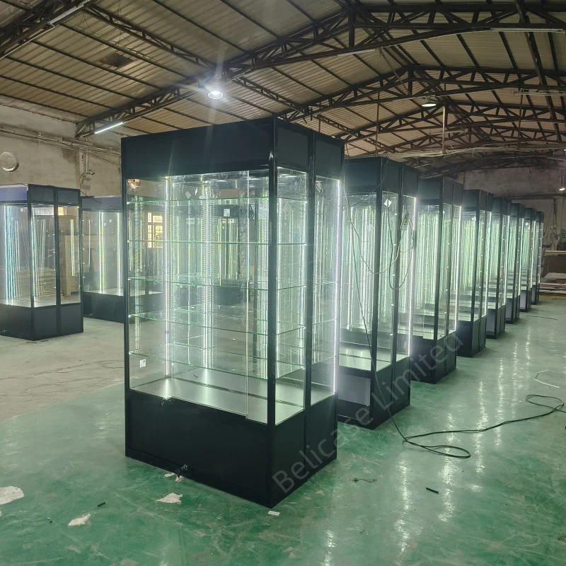 (customized)Retail Store Multi-layer Display Glass Cabinet with Keys and Lock Upright ExtraAluminum Glass Showcase