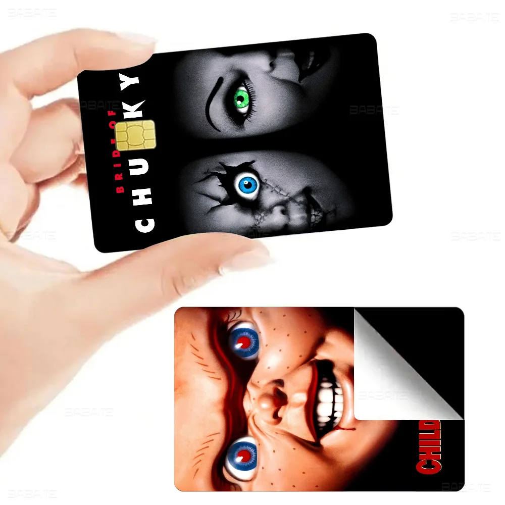 Classic Chucky Horror Movie Anime Front Cover Film Sticker Skin For Credit Debit Card Small Large Chip