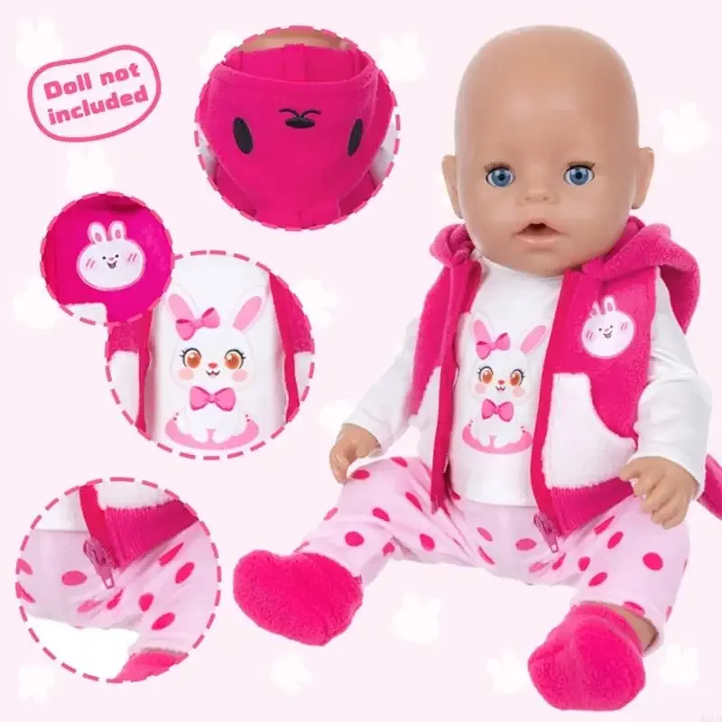 

18Inch Doll Clothes Set Soft Fabric Washable Reborns Outfit with Cartoon Pattern For Kids Role Playing Pretend Game 15UB