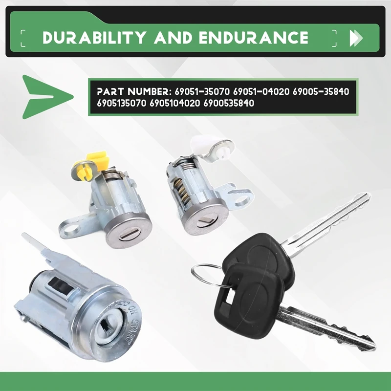 

Car Door Lock Key Ignition Lock Cylinder With 2 Keys Set For Toyota Tacoma 1995-2004 69051-35070 69051-04020 69005-35840-A02Q