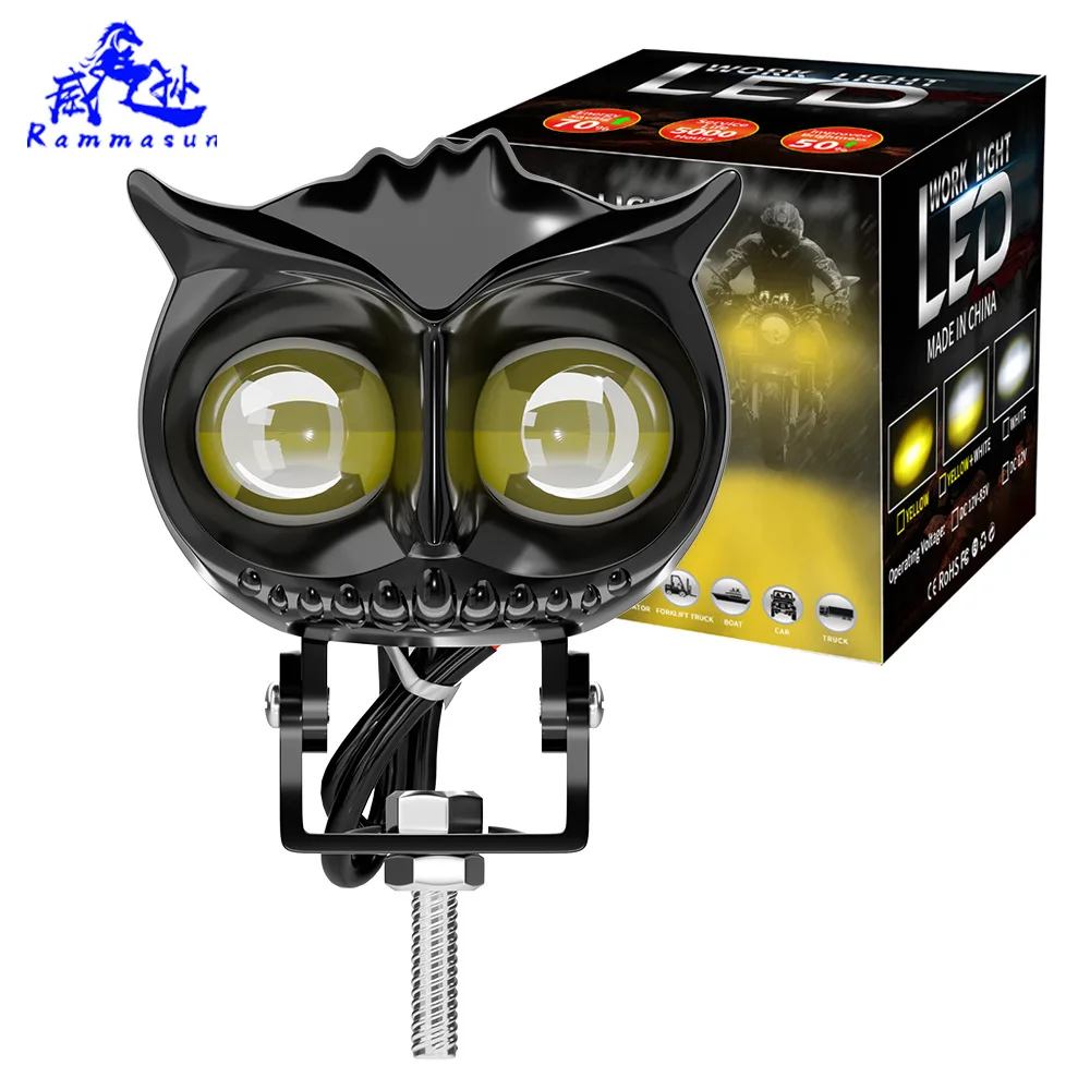 Motorcycle lights car led bi-color spotlight owl far and near light all-in-one electric car headlight