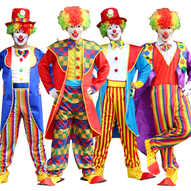 Adult Jumpsuit Circus Clown Cosplay Costume Stage Performance Suit Carnival Party Clown Clothing with Accessories New Arrivals