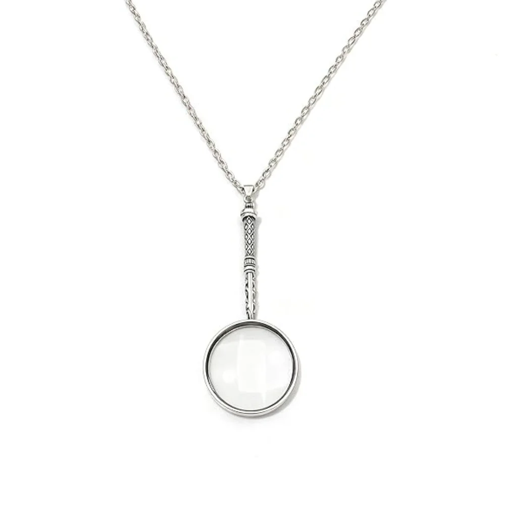 Image of Vintage 925 Sterling Silber Lupen-Halskette - 10-fache Lupe Monokel-Halskette Anhänger Leselupe