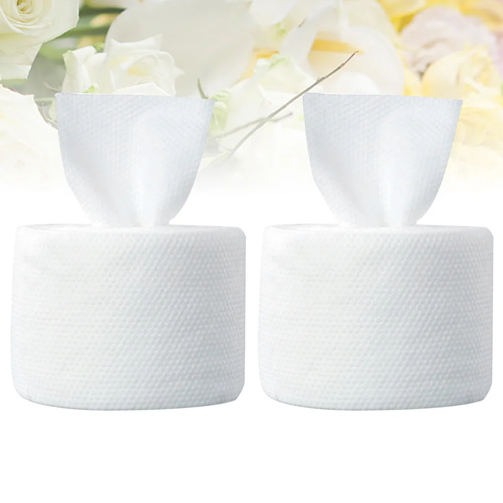 2 Rolls Cotton Disposable Face Washing Towel Soft Wet Dry Use Facial Tissue Makeup Remover Nail Polish Remover