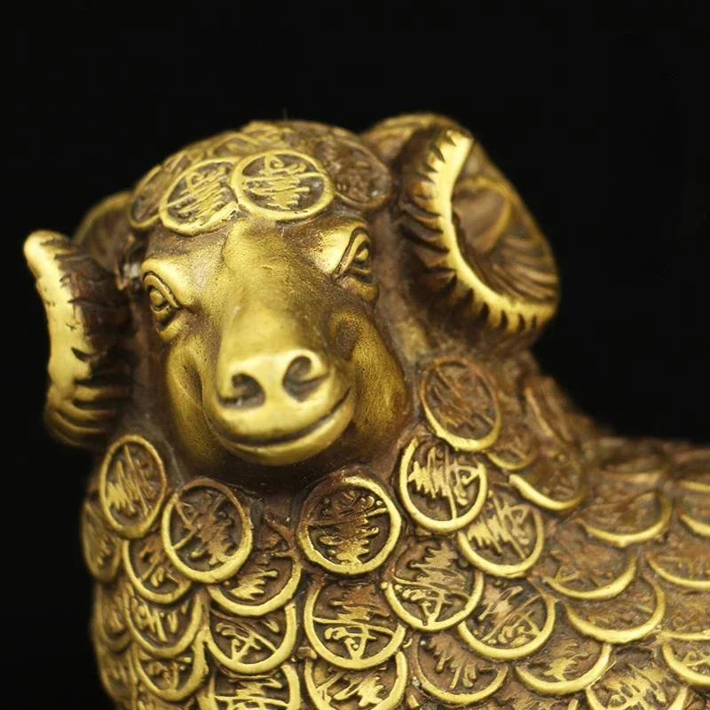 Zodiac Copper lucky Sheep Ornaments Money Treasure Fortune Sheep Crafts Living Room Office Decor