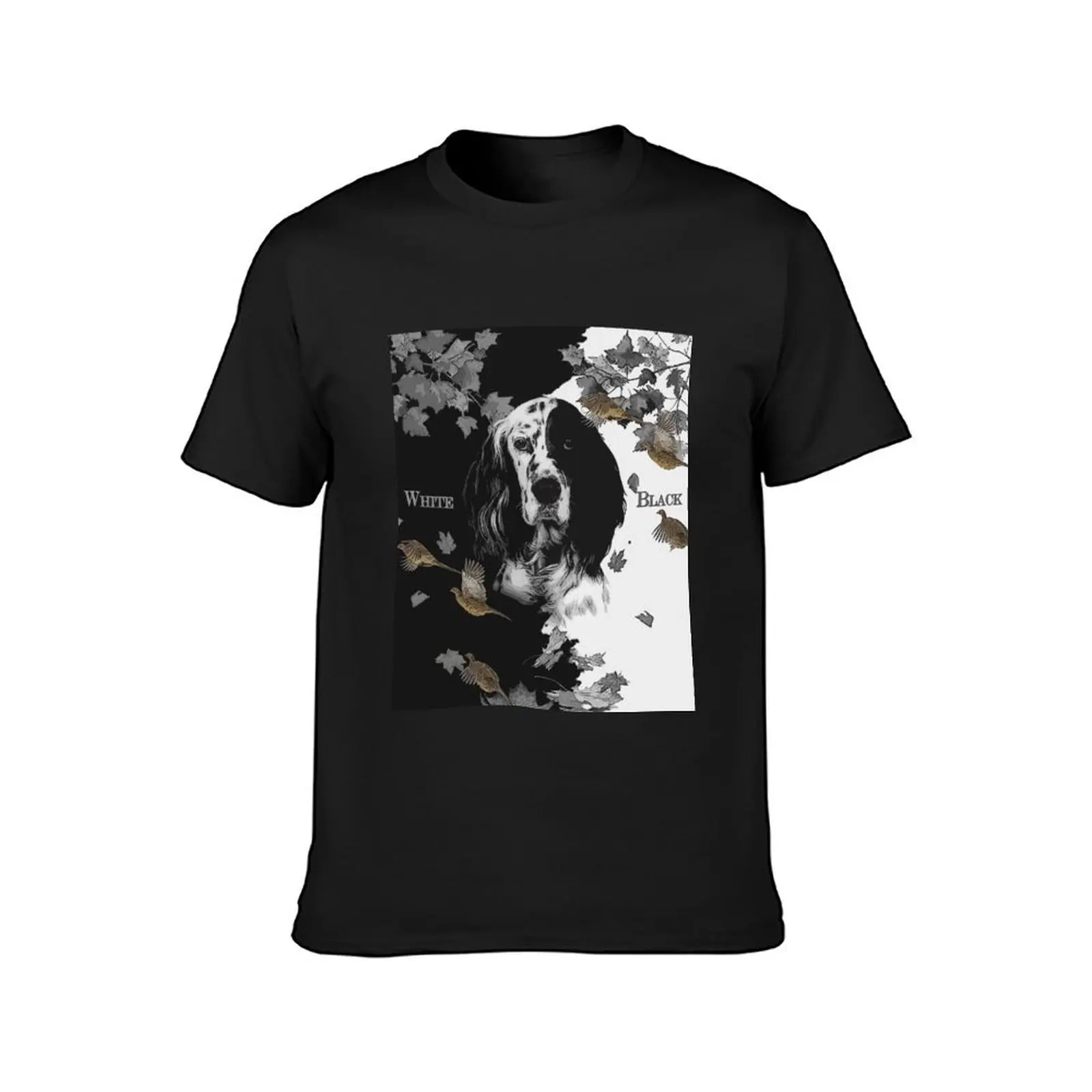 Black and white English setter T-Shirt tops cute tops graphics sublime clothes for men