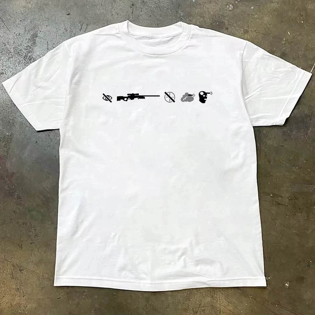 ملابس الصيف الجديدة Ins CS2 متعة الإبداعية Crewneck بلايز قصيرة الأكمام موضة تنفس عالية الجودة القطن الرجال المتضخم تي شيرت