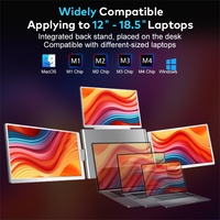 16 Inch Portable Triple Screen LCD Backlit Monitor FHD Display Secondary Extender for Notebook with Single Cable Connection