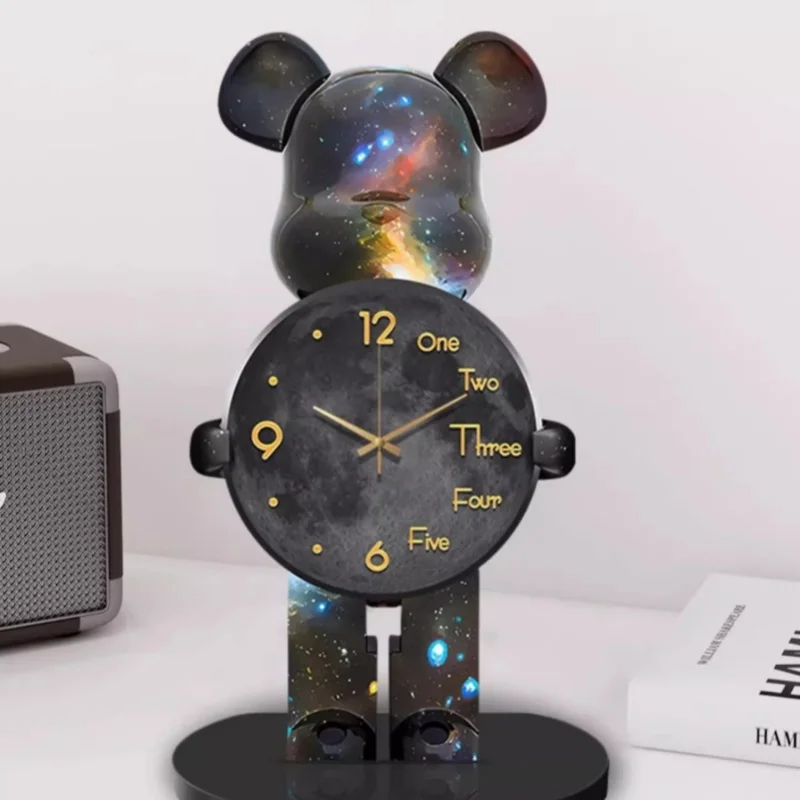 Creative Bear Table Clock Aesthetic Bear Silence Clocks Watch Office Desk Decoration Living Room Home Ornaments Interior Watch