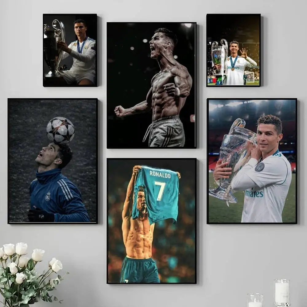 C-Cristiano R-Ronaldo Poster Self-adhesive Art Waterproof Paper Sticker Coffee House Bar Room Wall Decor