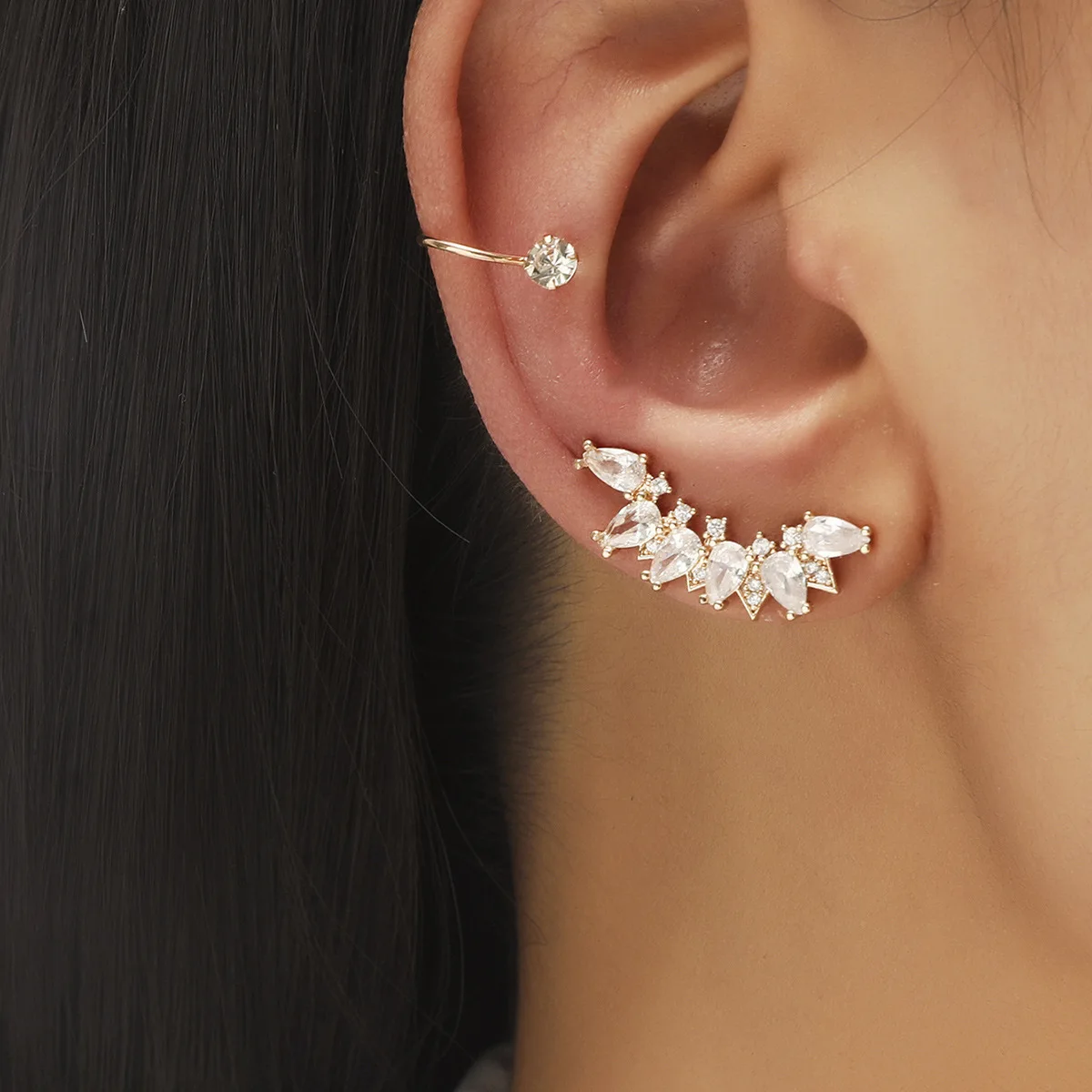 LATS-pendientes bohemios con diamantes de imitación para mujer y niña, aretes de Clip, joyería de moda, 2022