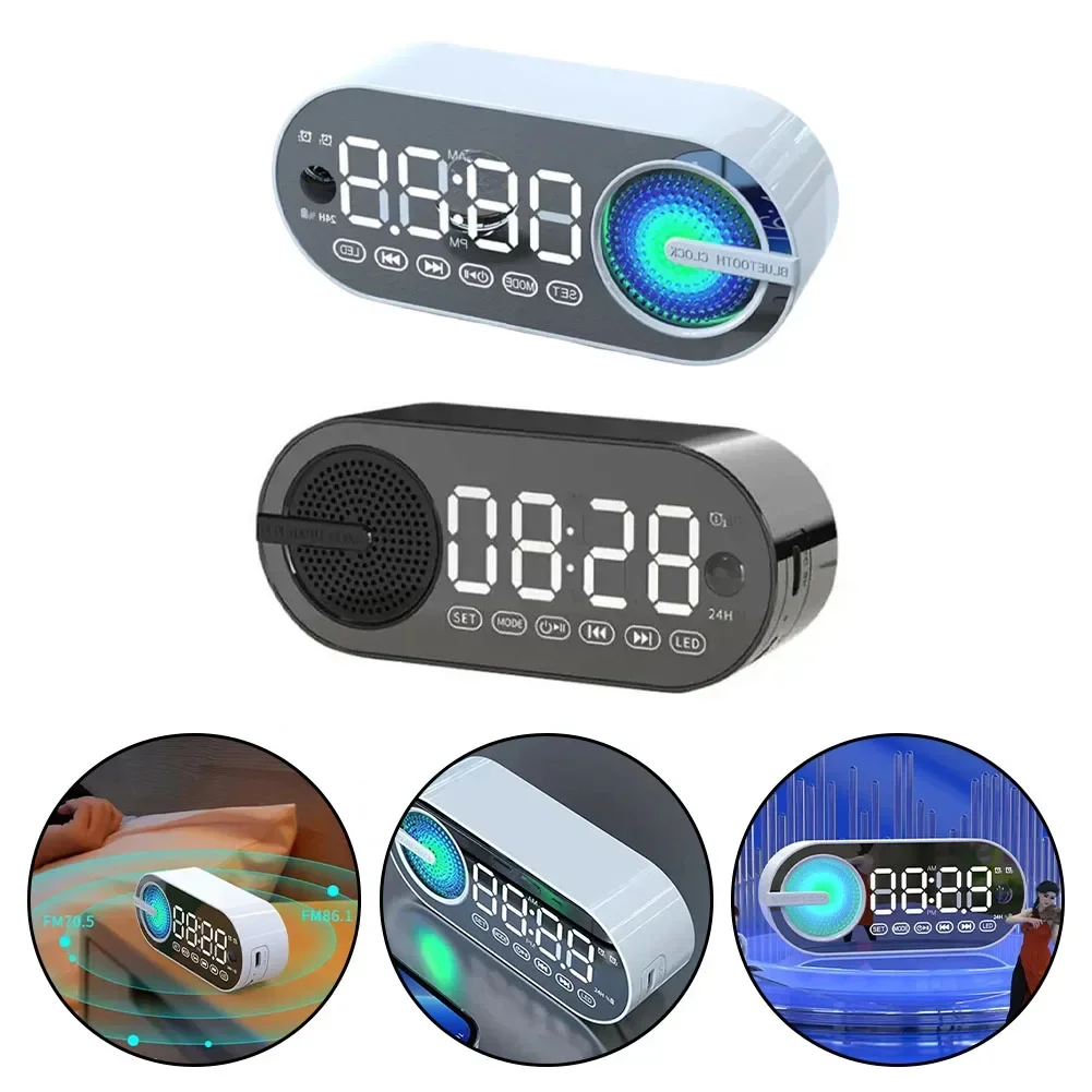 Digital Alarm Clock Wireless Bluetooth Speaker Radio Sound Box Bass Subwoofer Boombox Desktop Music Player