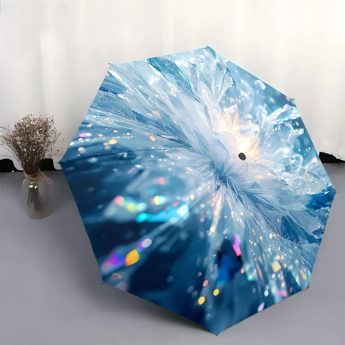 

Automatic Open/Close Umbrella with Light Bokeh Effects - Elegant Floral-like pattern in Blue, Pink, Purple, Orange, Yellow, Gr