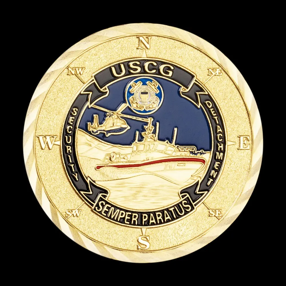 United States Coast Guard Souvenir Coin Semper Paratus USCG Core Values Challenge Coin Veteran Golden Plated Commemorative Coin view 4