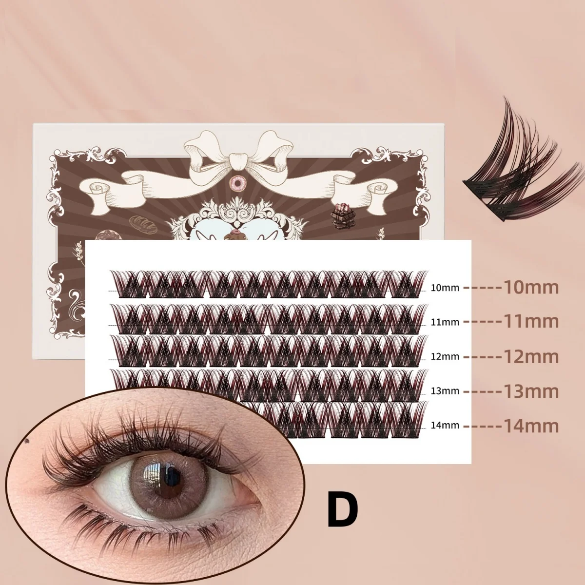 رموش بنية نوع الرموش الصناعية 8-16 مللي متر رموش اصطناعية الطبيعية الجنية لاش الكورية ماكياج ستراند رمش العنقودية رموش #4