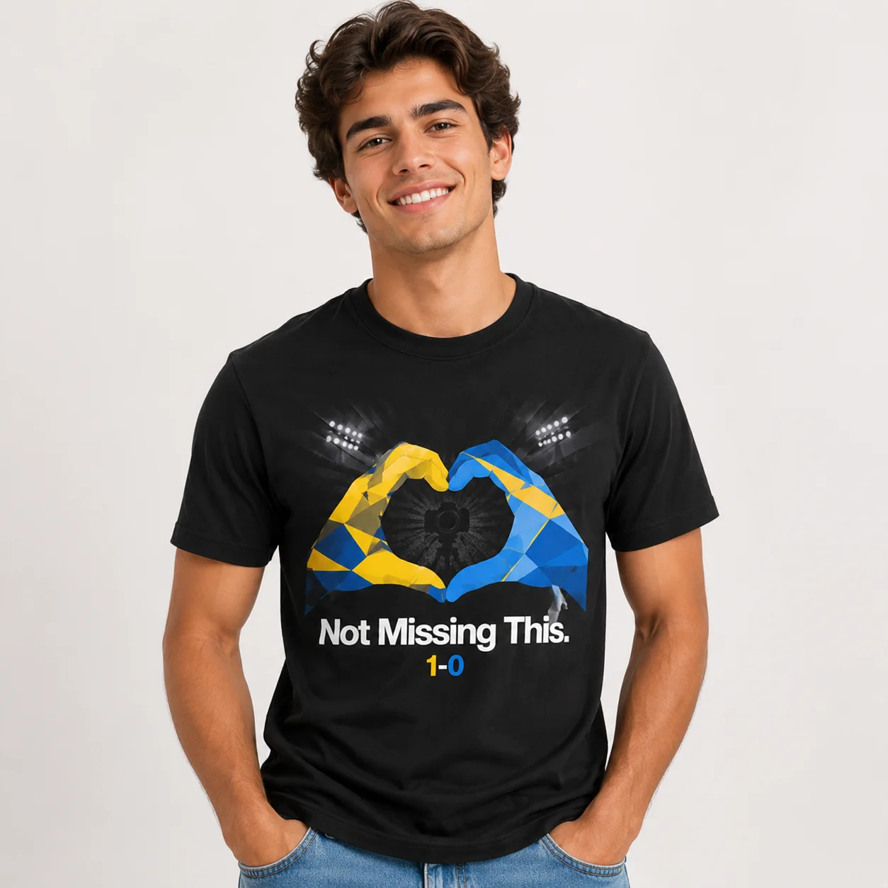 Men T Shirt Not Missing This Football Graphic Flag Heart Hands Print Short Sleeve Summer Match Day