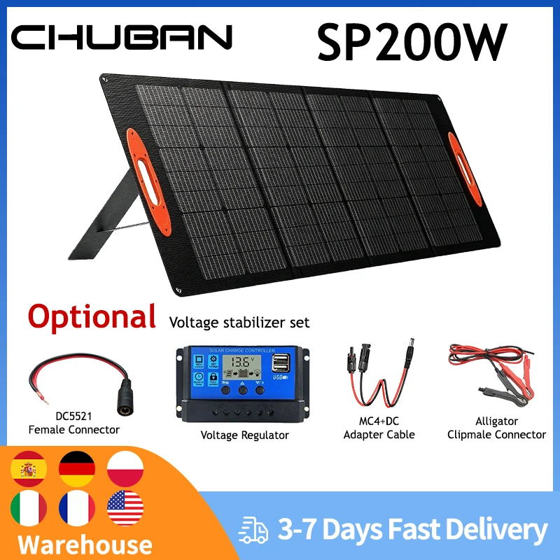 200W faltbares Solarpanel, tragbar, optionaler Solarregler, PWM MPPT für Outdoor-Camping, Stromgenerator, Aufladen