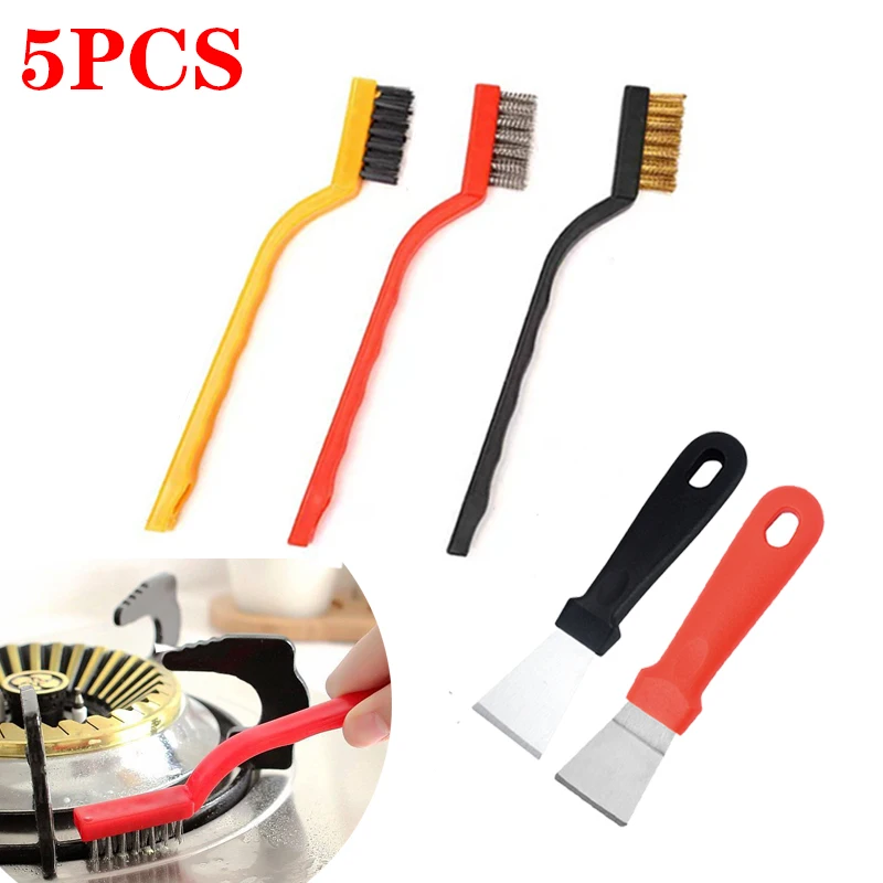 

Gas Stove Cleaning Wire Brush, Metal Fiber Brush, Strong Decontamination, In-Depth, Small Gaps Clean, Kitchen Tools, 5Pcs Set