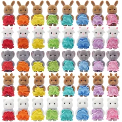 1/12 Bos Dier Reideer Kleine Baby Kleurrijke Kleding Blauwe Kat Konijn 8 Stuks Miniatuur Poppenhuis Model Doen Alsof Spelen Keuken Speelgoed