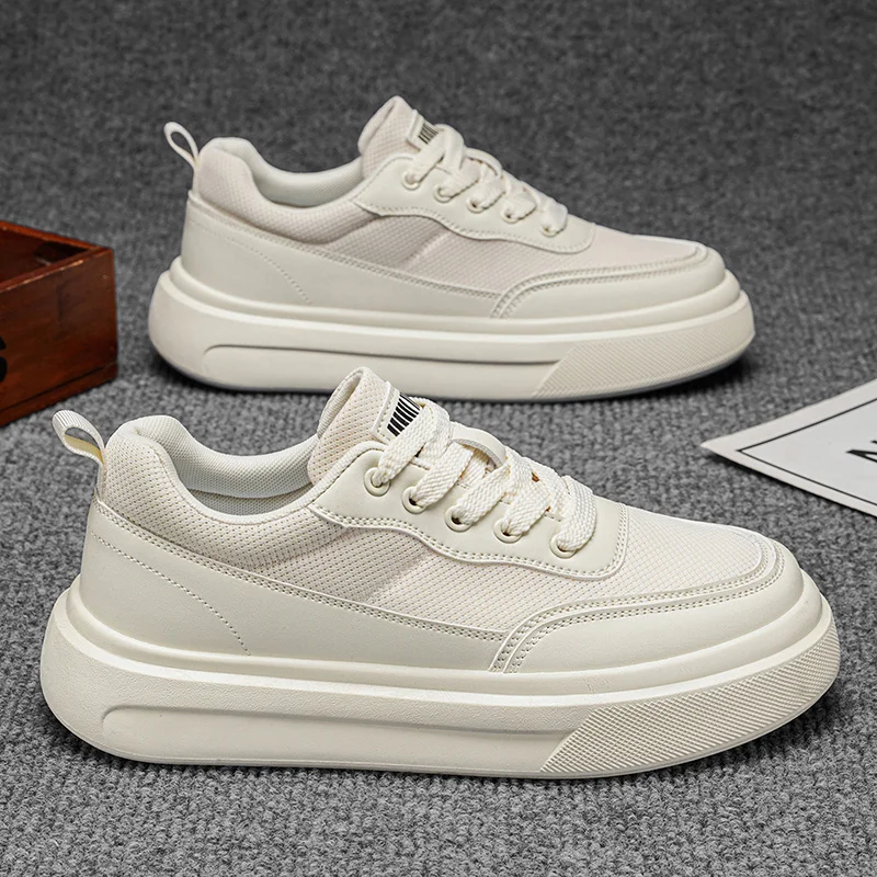 Men's thick soled invisible inner height increasing summer breathable mesh casual sports white shoes trendy versatile board shoe