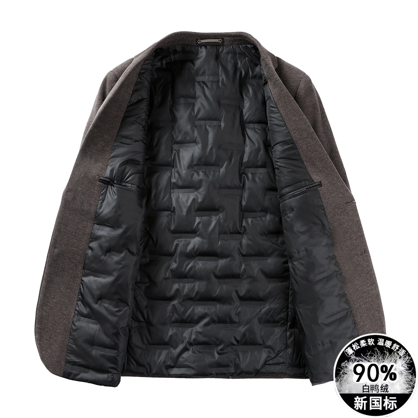 

Пуховый пиджак, мужской деловой джентльменский корейский свадебный модный тренд, утягивающий однотонный повседневный высококачественный пуховый шерстяной пиджак 2025