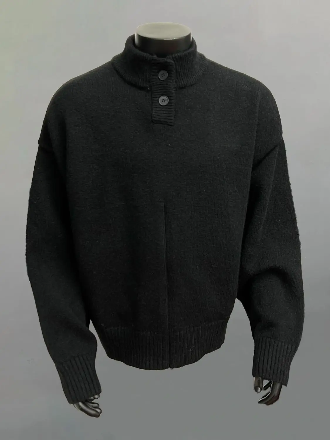 

Мужской вязаный свитер в стиле ретро с воротником Хенли на пуговицах, с длинным рукавом, повседневный базовый слой, теплый, из полиэфирного волокна