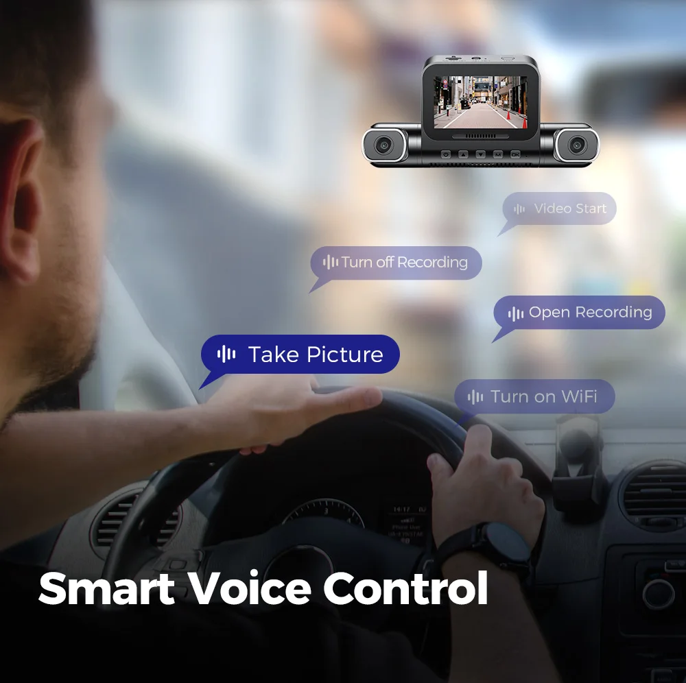 

24H Parking Monitor Super Night Vision M660 AZDOME Dash Cam 2K+3*1080P 4CH Car DVR GPS 5G Wifi Built-in 128GB EMMC Voice Control