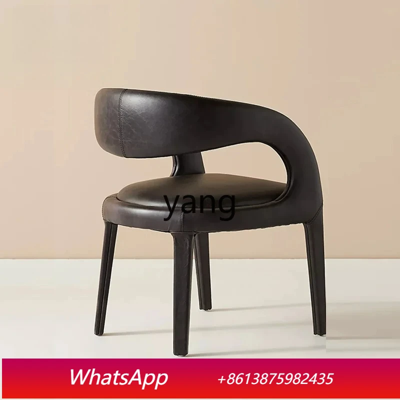 

LTT Design Modern Light Luxury Hollow Leather Dining Chair Household Minimalist Desk Chair Sales Department Conference Chair