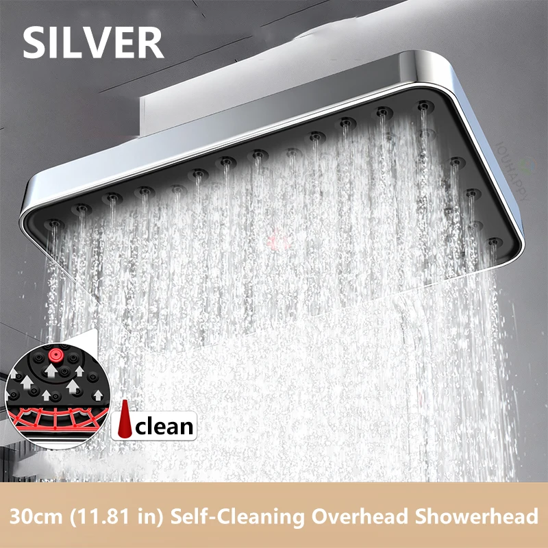 

30CM/11.81inch Overhead Shower Head Adjustable Shower Head with Water Saving Rainfall Spray Large Flow Bathroom Accessories