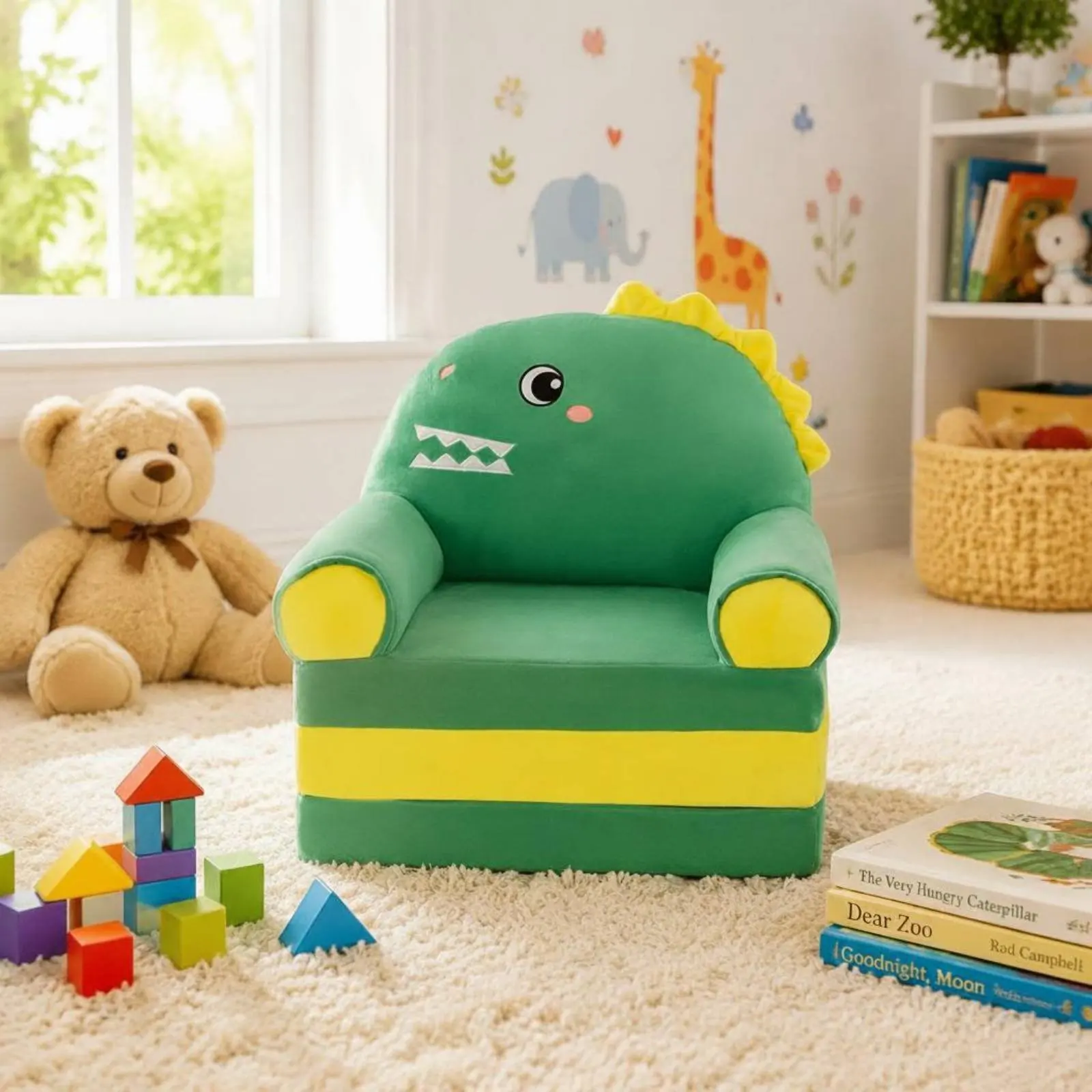 

Folding Kids Sofa Bed Multifunctional Toddler Sofa Chair Cartoon Kids Lounge Chair 3-Fold Design Children Furniture Soft Soft