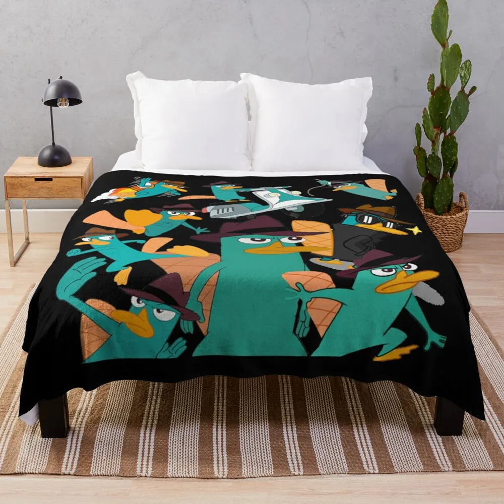 

Perry the platypus phineas and ferb collage design Throw Blanket Blankets For Baby Thins Soft Big Blankets