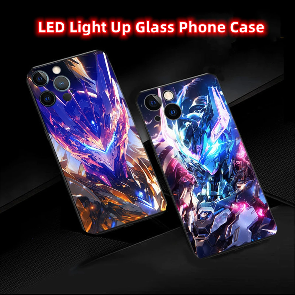 

2024 Luxury Super Fighter Smart Voice Controlled LED Light Phone Case For Samsung S24 S23 S22 S21 S20 FE Note 20 Plus Ultra A54