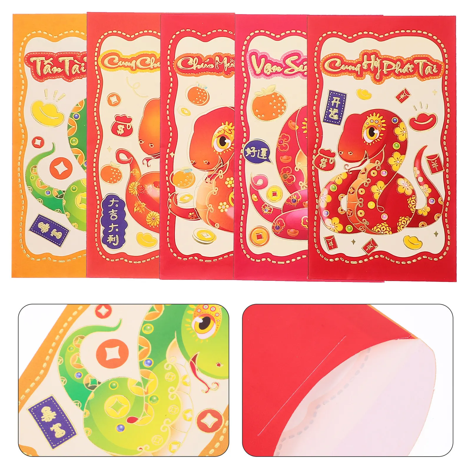 

30 шт. красных конвертов на 2025 год Змеи, для Лунного Нового года, с вьетнамским дизайном, с иллюстрацией мультяшной змеи, винно-красные, для денег на удачу