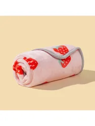 Fleece Pet Blanket  Plush Pink Strawberry Warm Blanket For Autumn Winter Sleeping Of Medium And Small Sized Cats And Dogs
