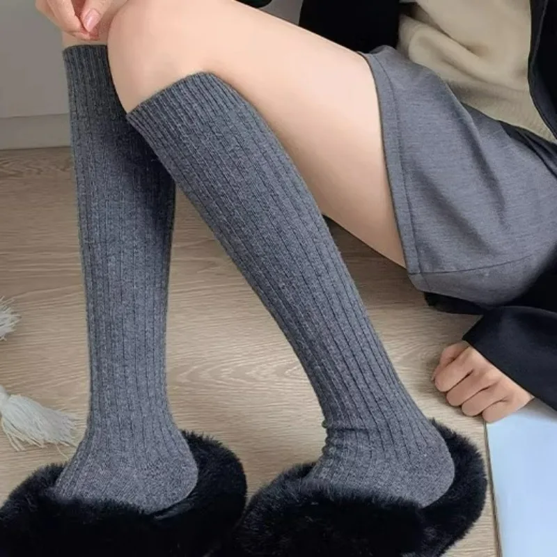 Multicolor Knitted Wool Warm Sock Women Breathable Thick Long Socks Female Autumn Winter Leg Protection Cold Proof Stockings