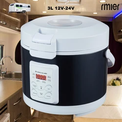 12V 24V Mini Rice Cooker Car Truck Soup Steamer Heating Lunch Box Meal Heater Warmer 3L for Camping Black English Menu