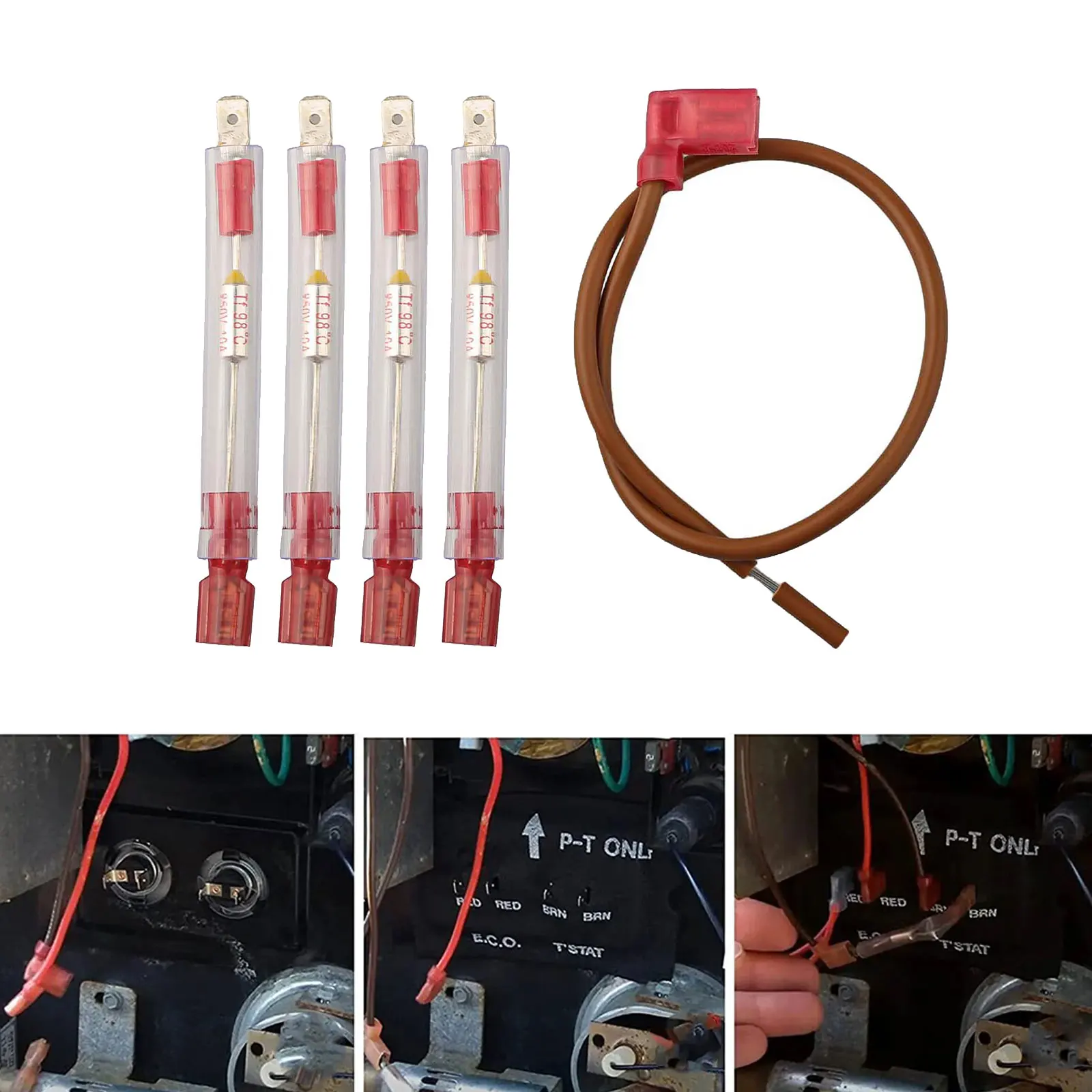 For Mobile Home RV Water Heater Fuse Thermal Fuse Replacement Metal Thermal Fuse Reliable Fuse Tinned Copper Hookup Wires
