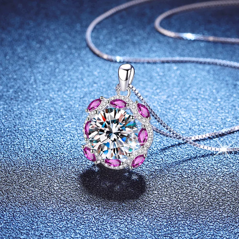 LioraGem Platinum PT950 Ultra-luxury 5-10 Carat Moissanite Pendant Necklace, Noble Large Moissanite Collarbone Chain for Women
