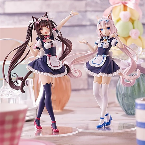 Nekopara-figura de Chocola Vanilla KO, modelos de personajes bonitos, adornos de escritorio, juguetes de moda, Kit de modelismo Kawaii, estatua de chasis, regalos