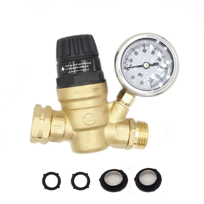 

Water Pressure Regulator for RVs Campers Garden Handle Adjustable Universal Water Pressure Regulator Valves with Gauges
