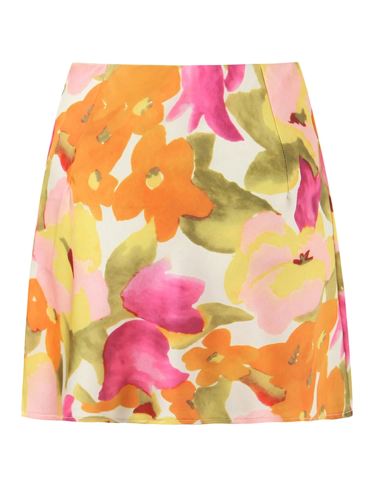 Primavera verão nova cintura alta floral impressão saia feminina a linha saias efeito de emagrecimento rua sle poliéster elastano