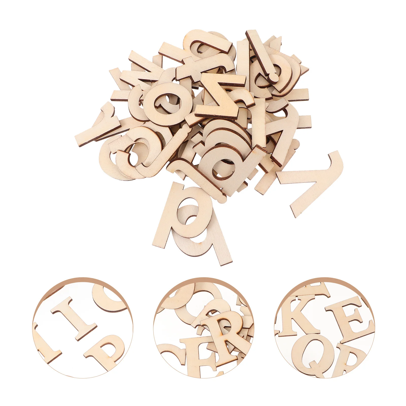 

104Pcs DIY Alphabet Wood Cutouts Unfinished Wooden Slices Crafts Decorations Wedding Party Home Art Letters Wood Cutout