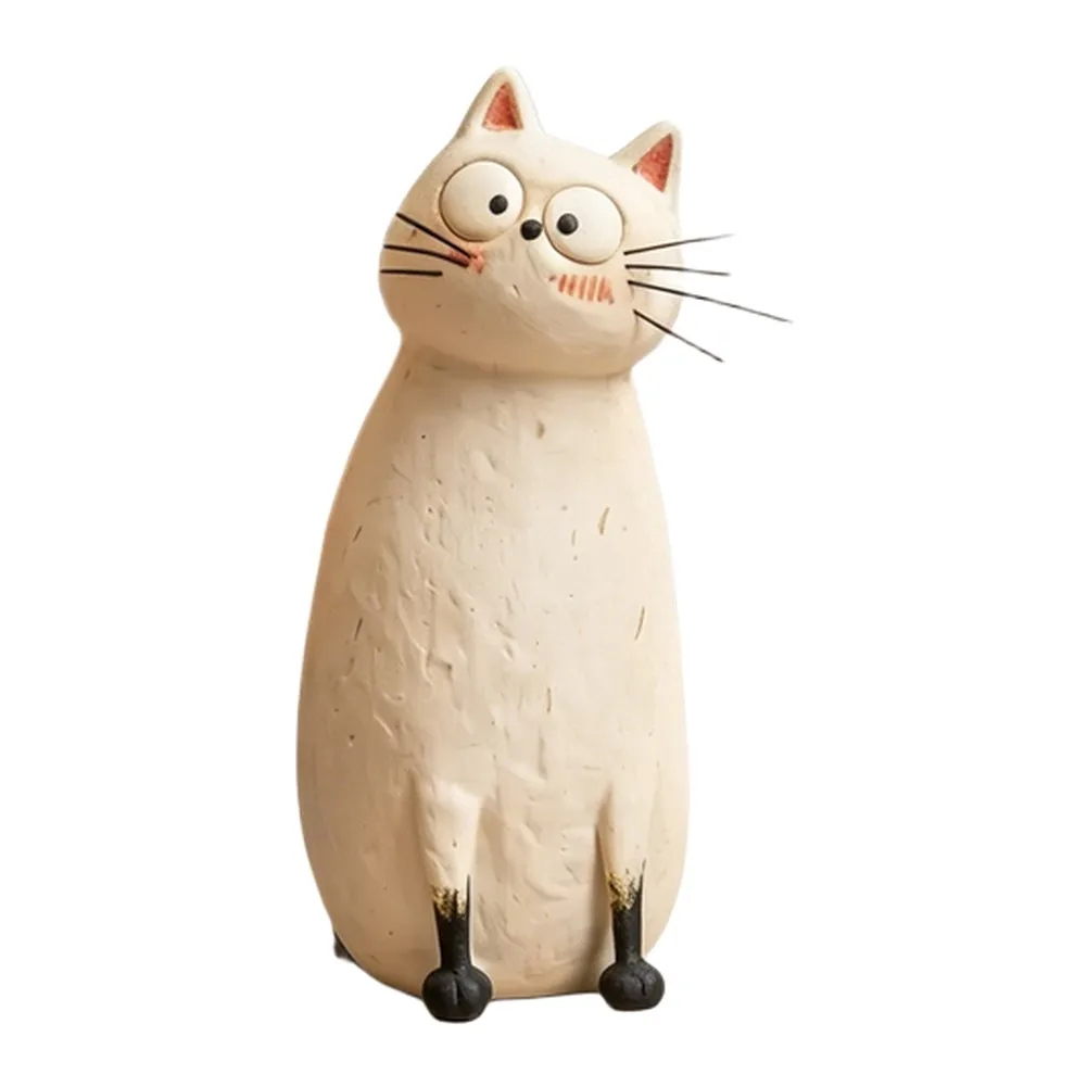 Handmade Resin Cat Figurine Minimalist Animal  FOR SCULPTURE  Home Decor Present  Cat Ornament Simulation Cartoon